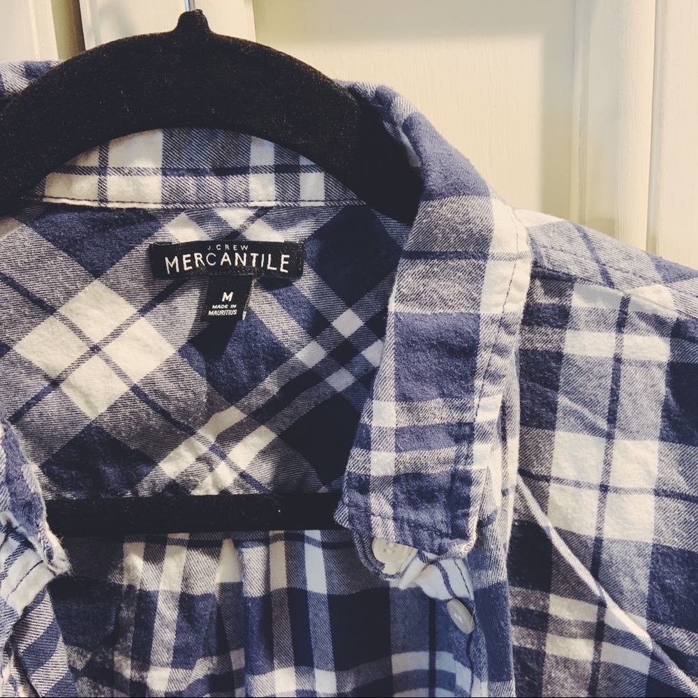 Blue checkered long sleeve button down